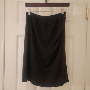 BCBG Max Azria Skirt Size Medium Black Pencil Side Slit Ruched Stretch Career